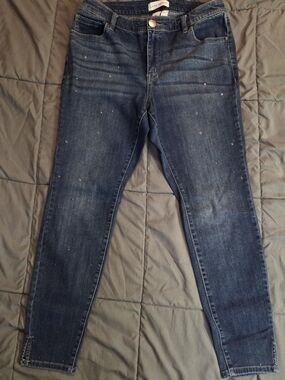 Lane Bryant Dark Blue Skinny Jeans with Subtle Stud Detail